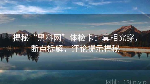 揭秘“黑料网”体检卡：真相究穿，断点拆解，评论提示揭秘